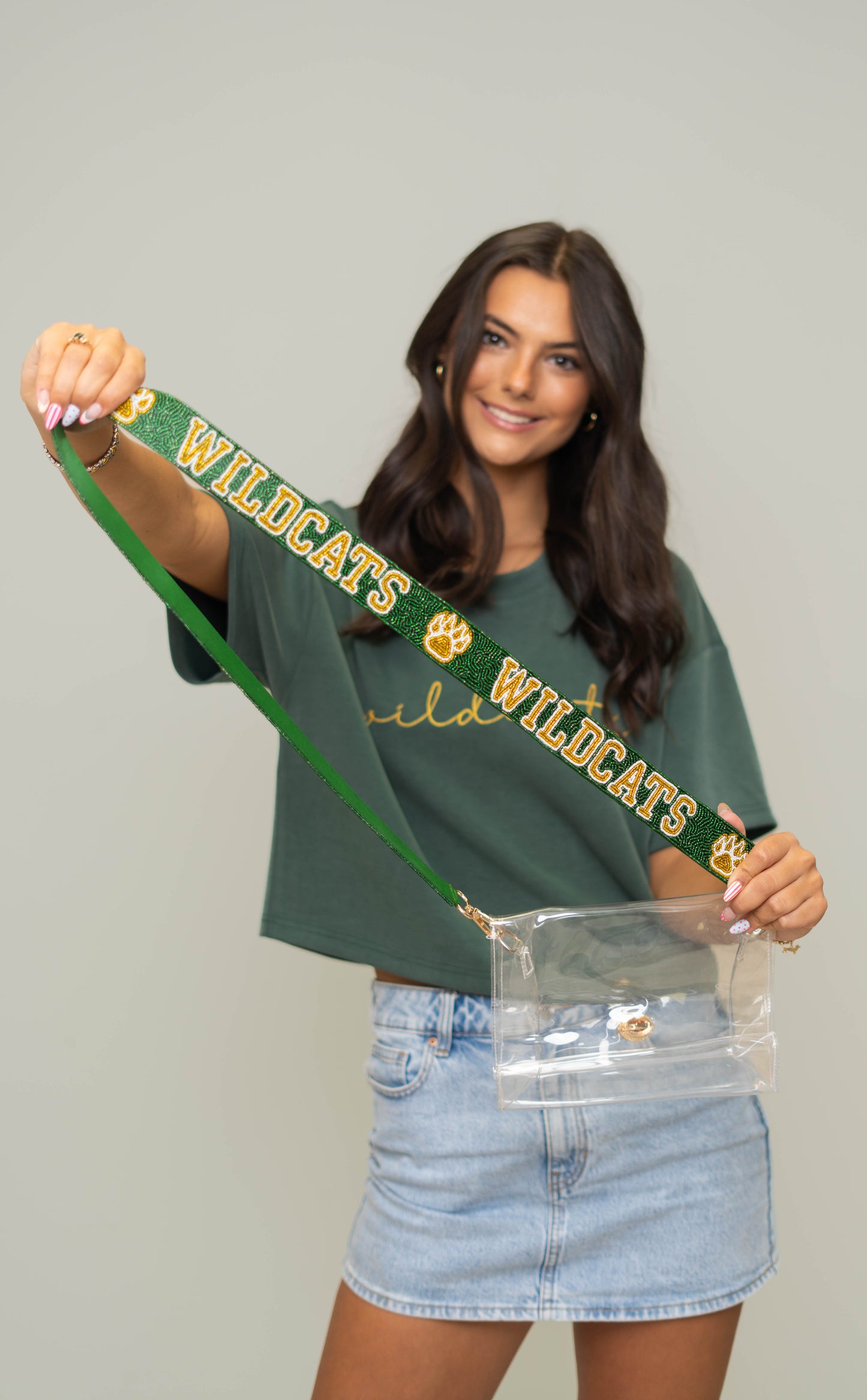 Wildcats | Custom Beaded Purse Strap (Green)