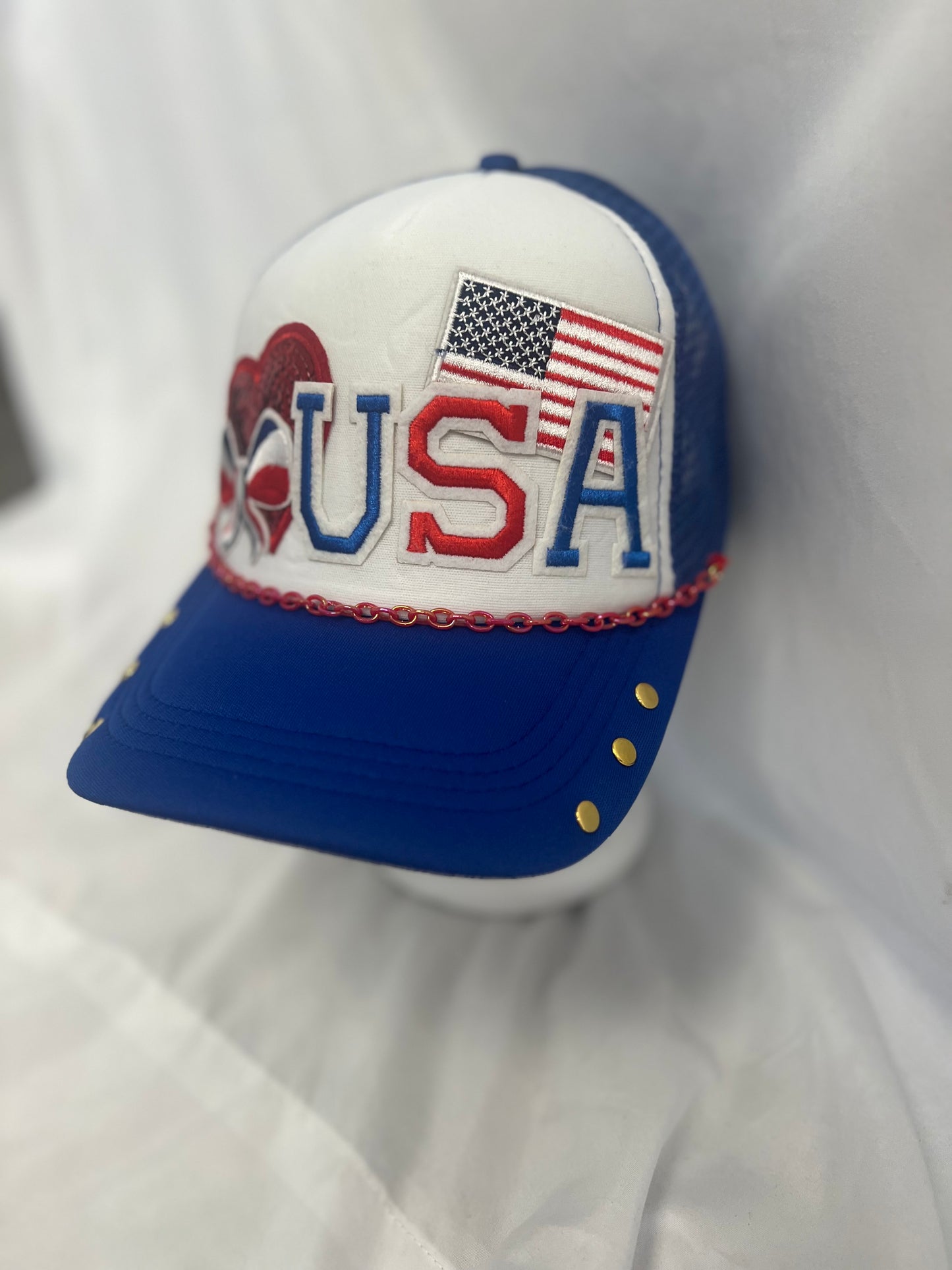 USA | Custom Trucker Hat (BLUE/WHITE)