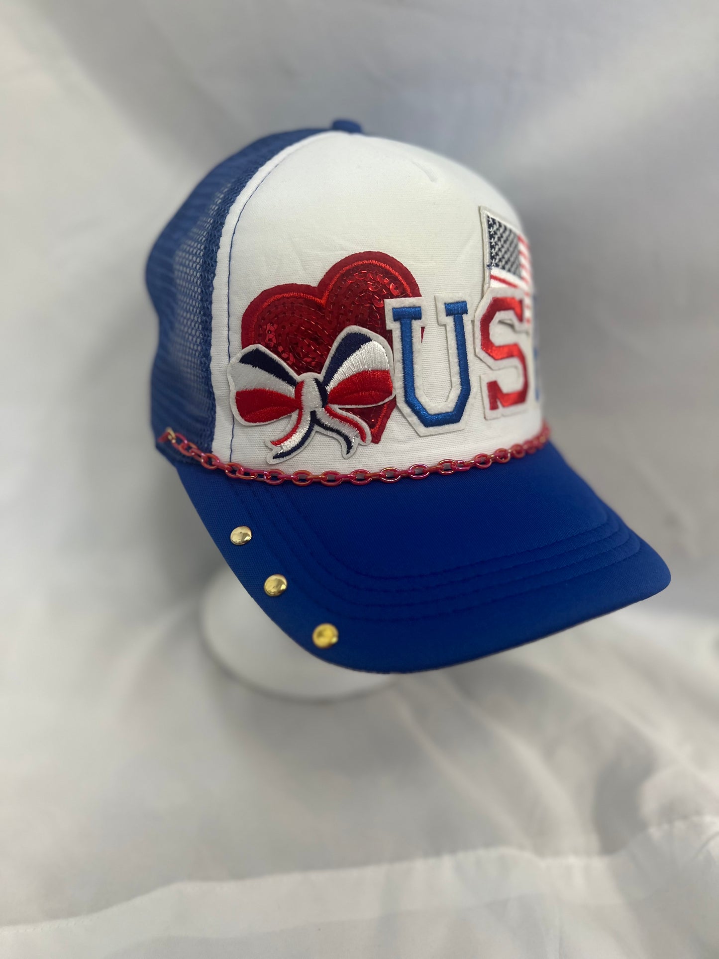 USA | Custom Trucker Hat (BLUE/WHITE)