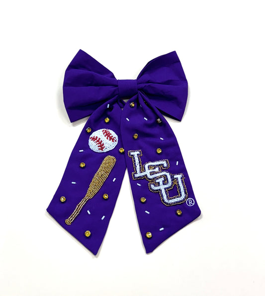 LSU Baseball (Licensed) | Beaded Hair Bow (Purple)