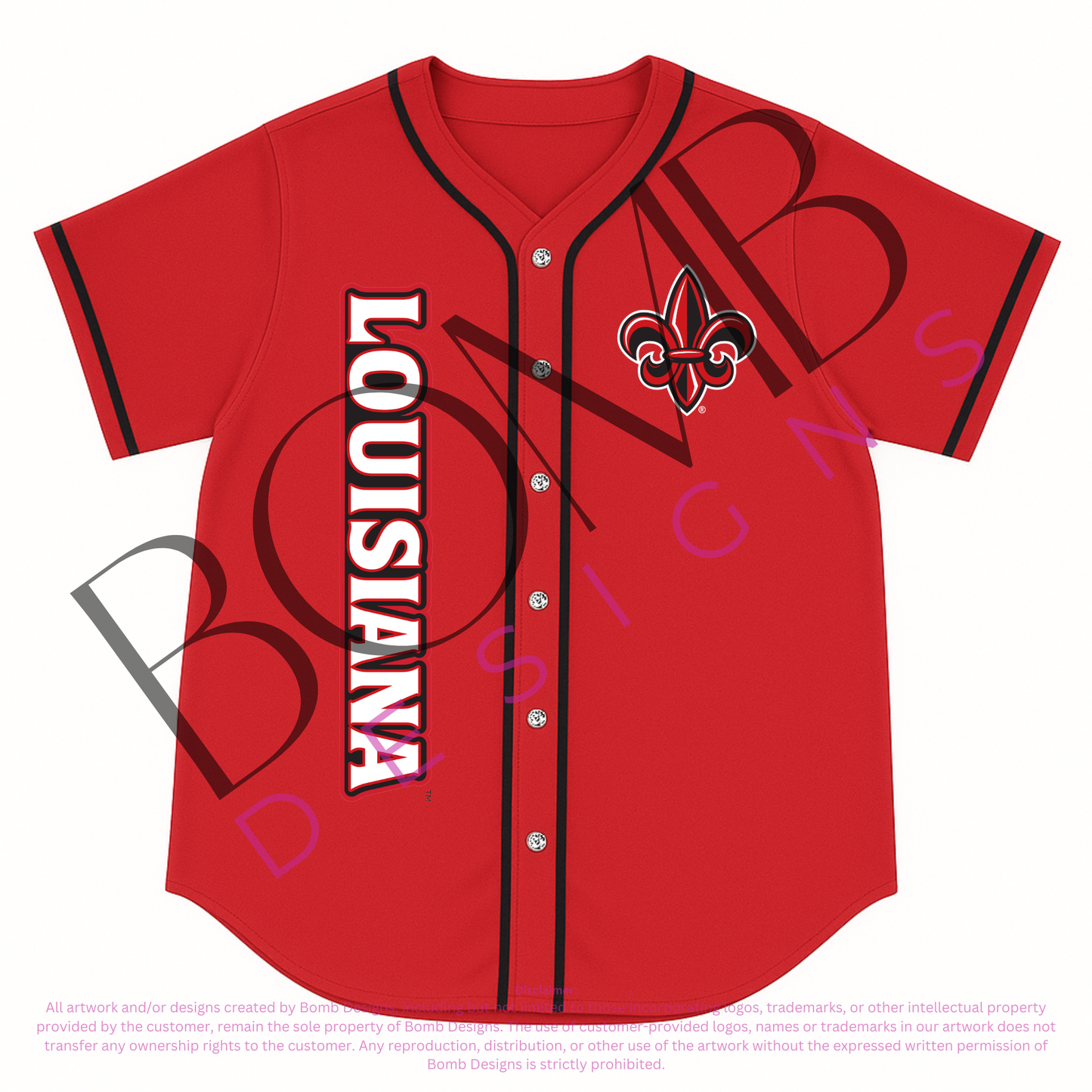 **PRE-ORDER ONLY** UL Ragin' Cajuns (Licensed) | Women's Sequin Embroidery Baseball Jersey (Red)