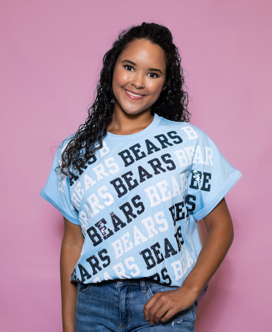 Bears Varsity Block | Women's Cuff Sleeve Tee (Blue)