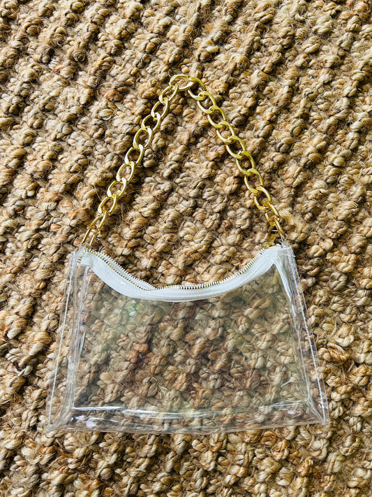 Clear Crossbody Purse with Gold Chain