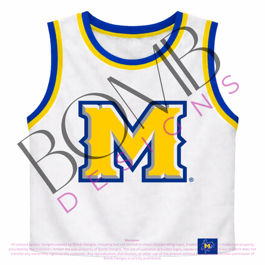 **PRE-ORDER ONLY** Wholesale | McNeese (Licensed) | Sequin Design Crop Jersey Tank (White)