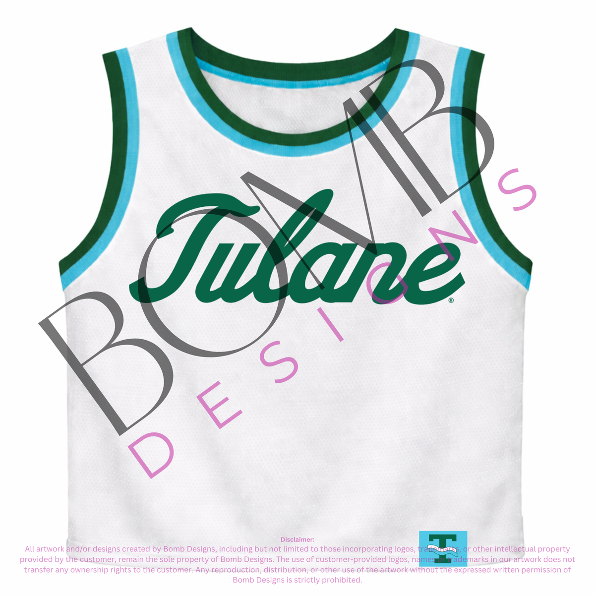**PRE-ORDER ONLY** Wholesale | Tulane Vintage (Licensed) | Sequin Design Crop Jersey Tank (White)