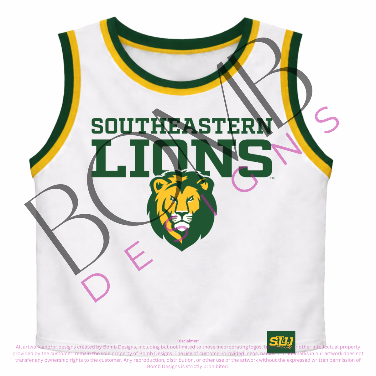 **PRE-ORDER ONLY** Wholesale | Southeastern Lions (Licensed) | Sequin Design Crop Jersey Tank (White)