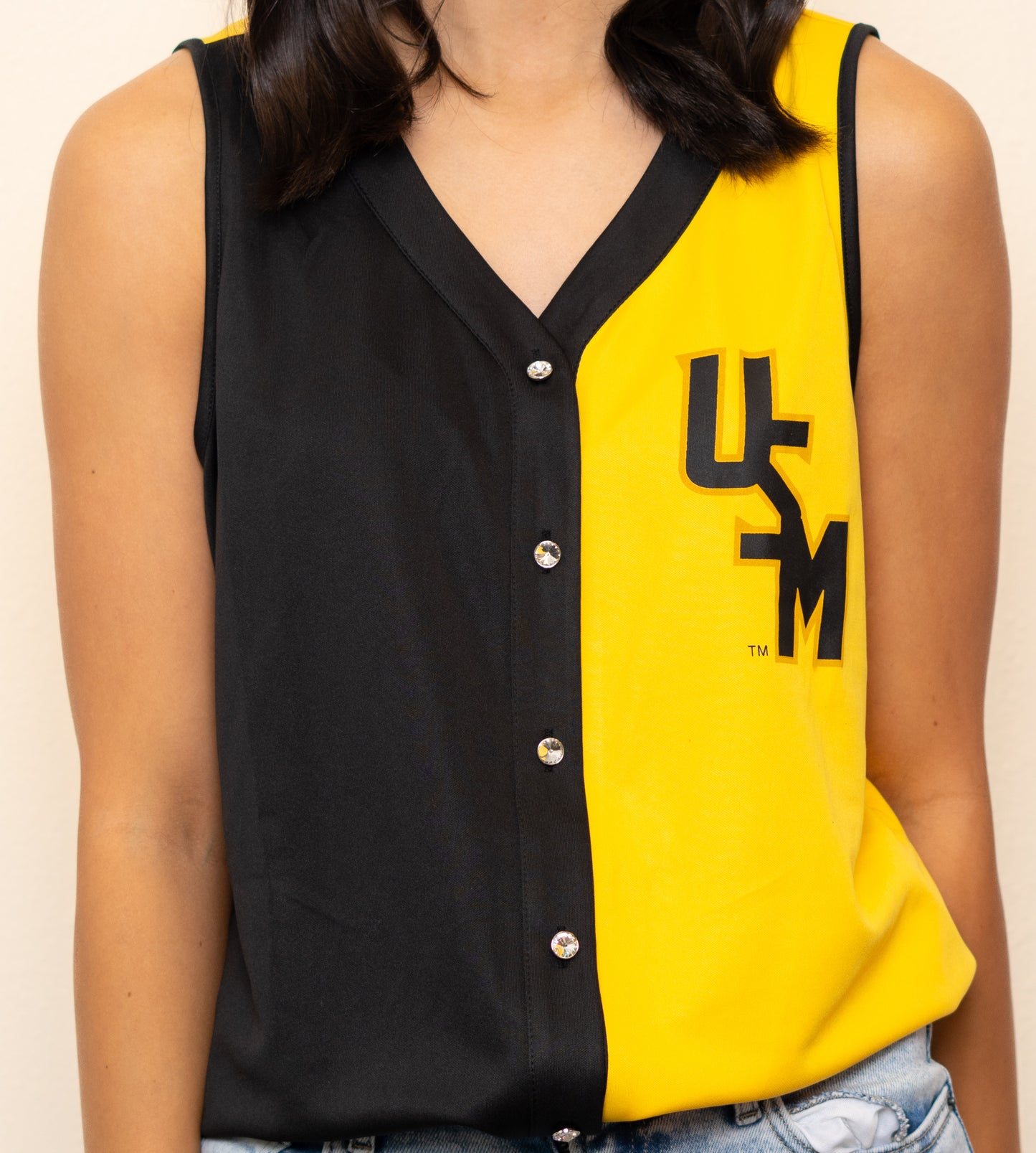 Wholesale | University of Southern Mississippi (Licensed) | 2-Tone Baseball Jersey Tank (Black/Gold)