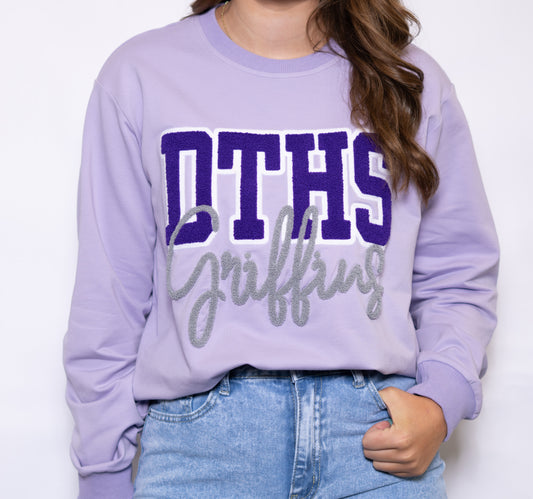 **PRE-ORDER ONLY** Dutchtown Griffins | Women's Chenille Embroidery Sweatshirt (Lavender)