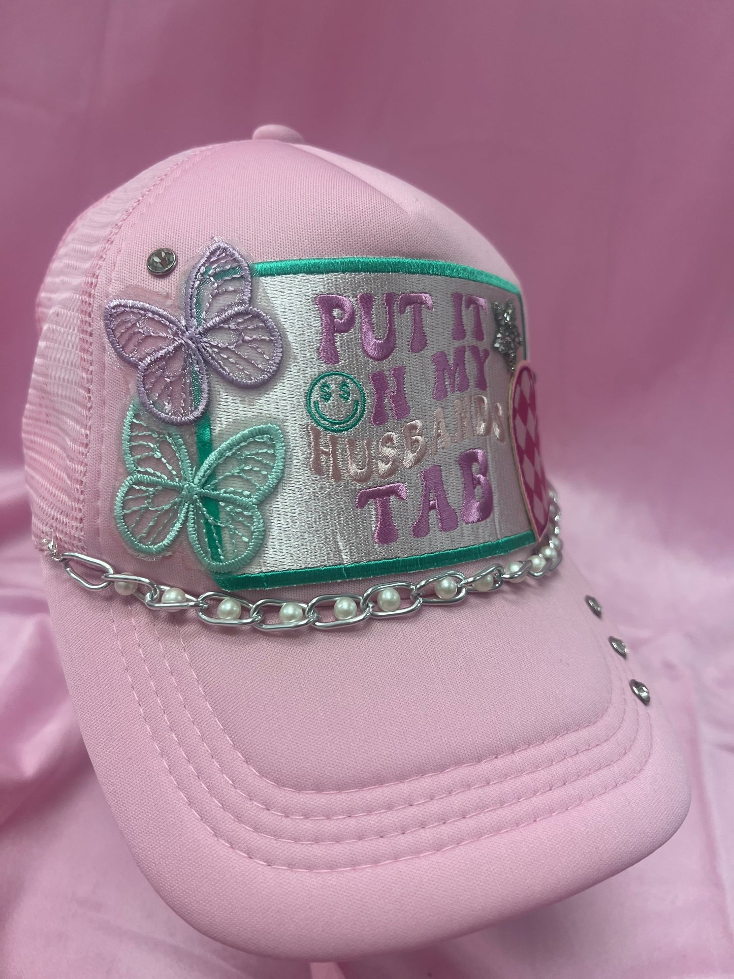 My Husband's Tab | Custom Trucker Hat ( Light Pink)