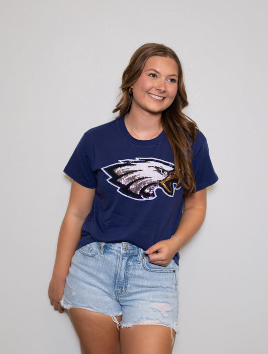 **PRE-ORDER ONLY** Eagle  | Women's Sequin Design Tee (Navy)