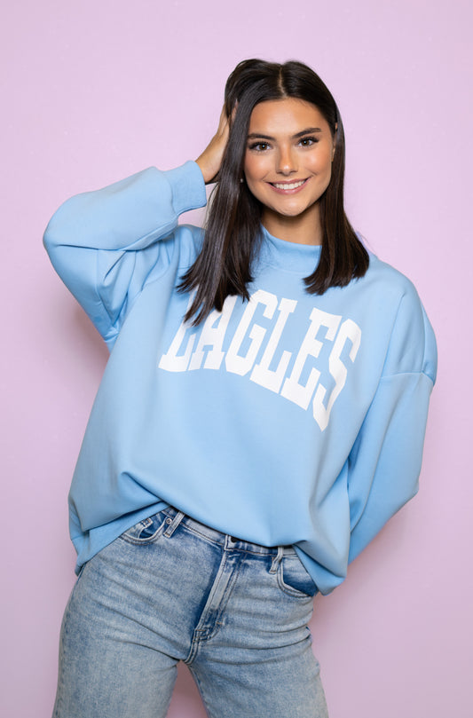 Eagles | Drop Shoulder Mockneck Pullover (Baby Blue)