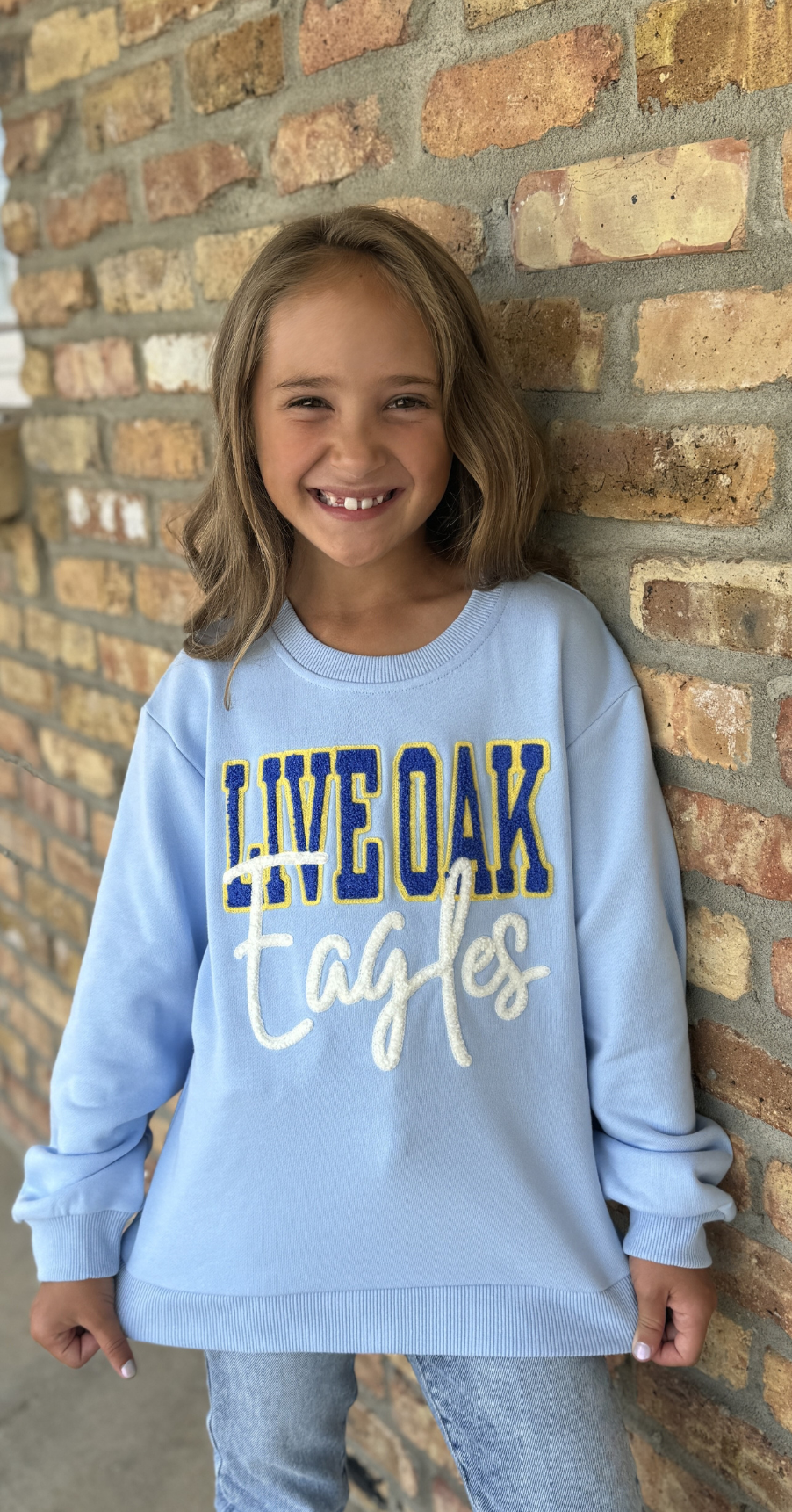 **PRE-ORDER ONLY** Live Oak (Baby Blue) | Youth Chenille Embroidery Sweatshirt