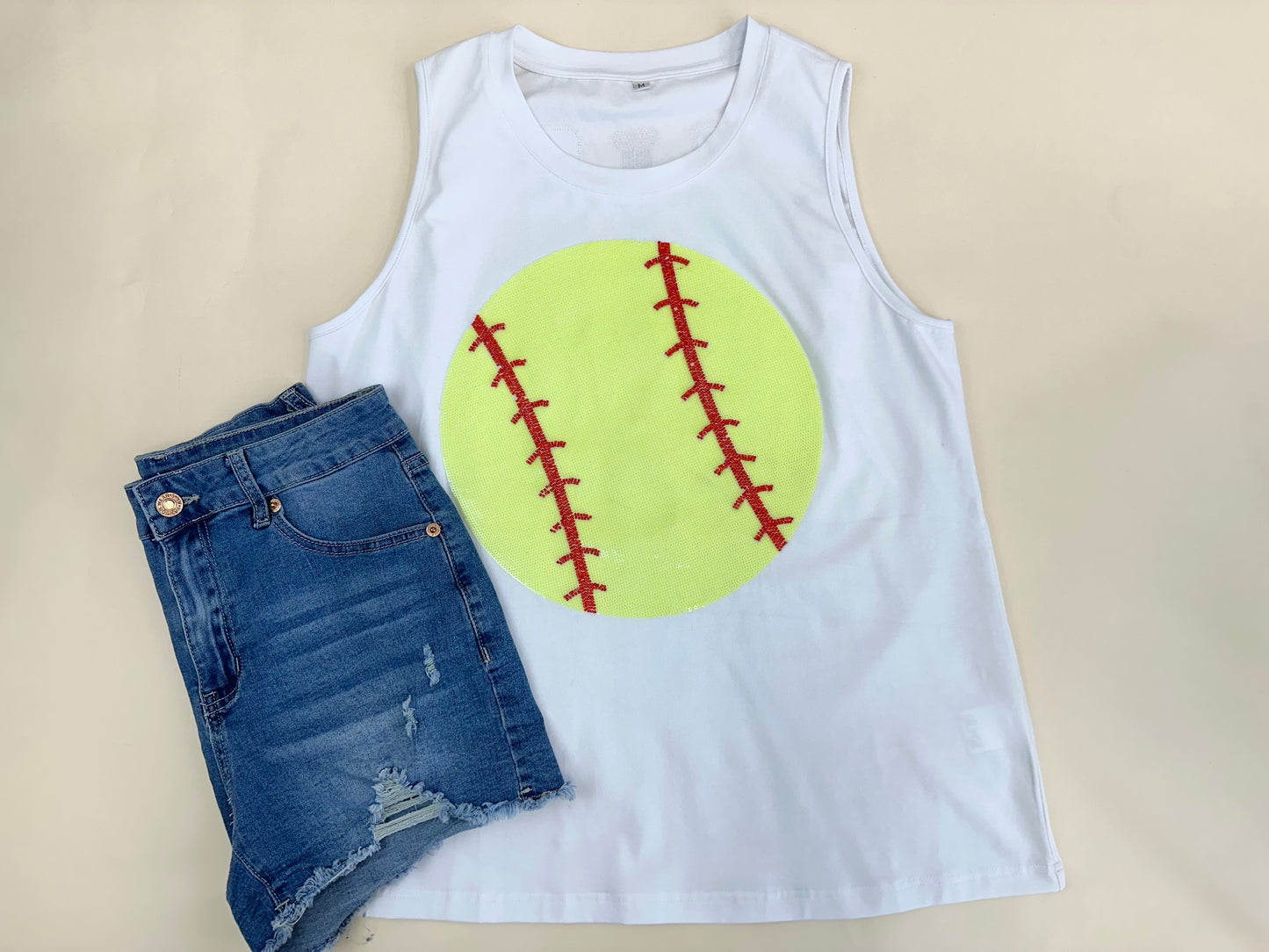 Softball | Women's Sequin Design Tank (White)