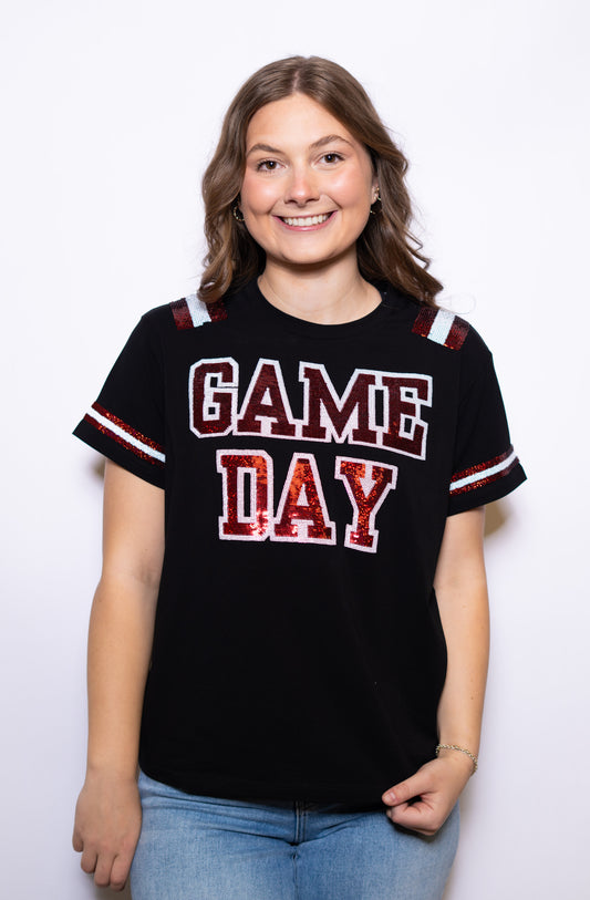 Wholesale | Game Day Red | Women's Sequin Design (Black)