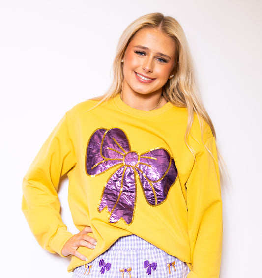 Wholesale | Women's Metallic Bow Sweatshirt