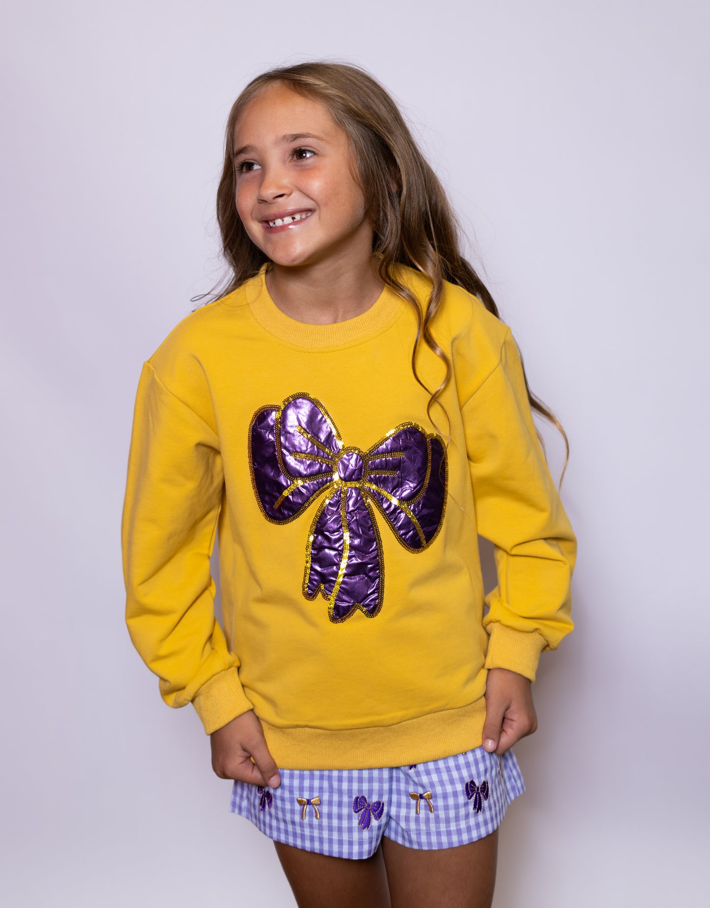 Wholesale | Youth Metallic Bow Sweatshirt