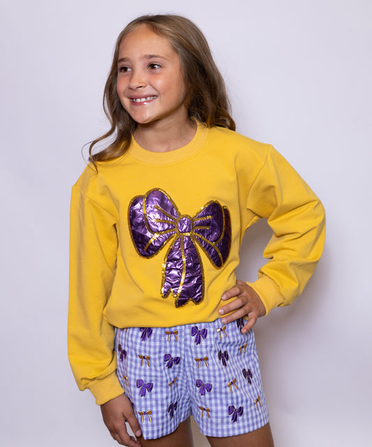 Wholesale | Youth Metallic Bow Sweatshirt