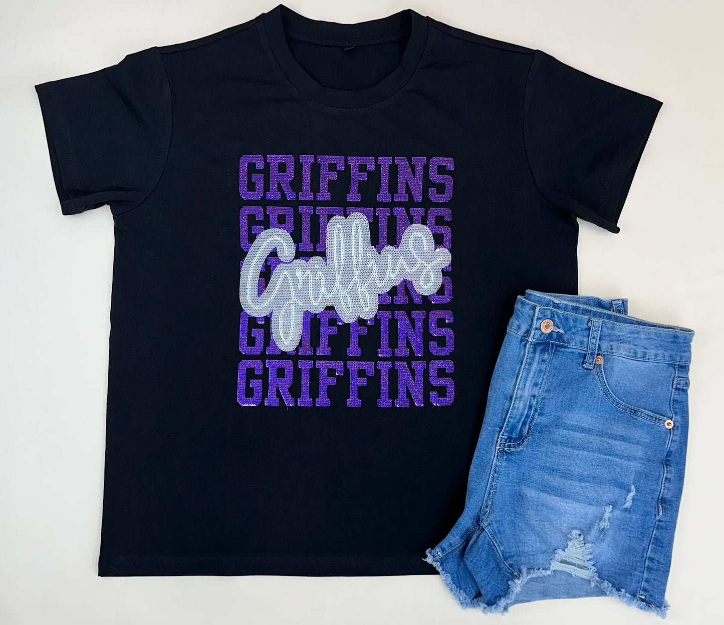 Griffins | Women's Sequin Design Tee (Black)
