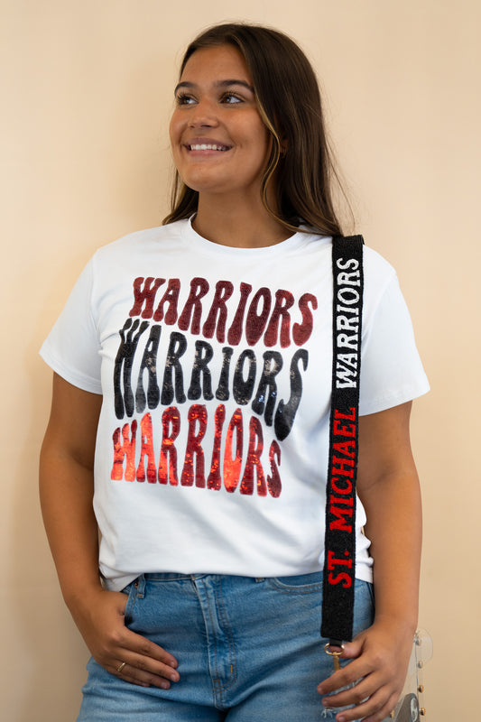 Groovy Warriors | Women's Sequin Design Tee (White)