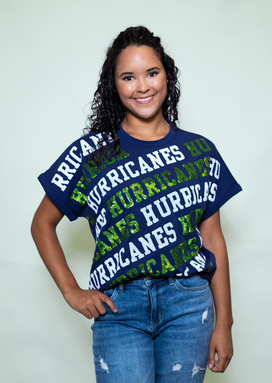Wholesale | Hurricanes Varsity Block | Women's Cuff Sleeve (Navy)