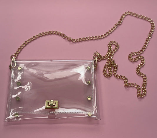 Clear Purse with Gold Studs