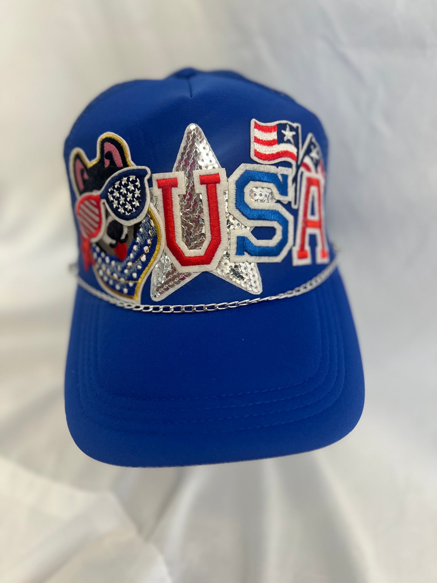 Born In The Doggone USA | Custom Trucker Hat  (blue)