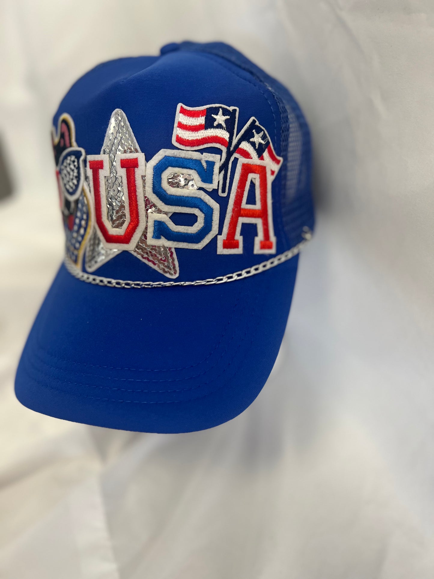 Born In The Doggone USA | Custom Trucker Hat  (blue)