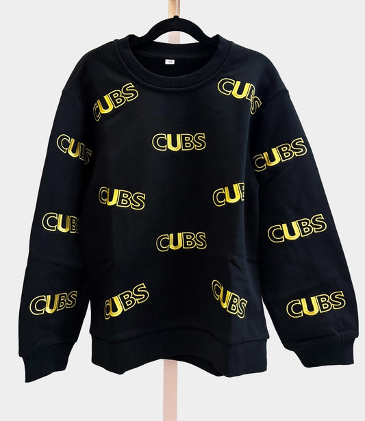 **PRE-ORDER ONLY** University Lab School | Cubs | Youth Embroidered Outline Sweatshirt (Black)