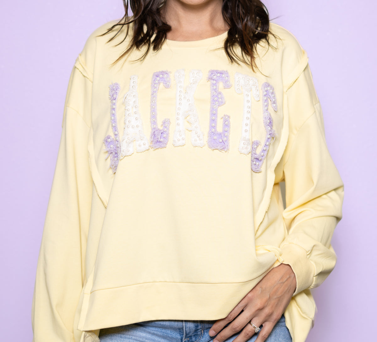 Distressed Embroid Jackets | Women's Distressed Embroidery Pullover (Butter Yellow) – Bomb ...