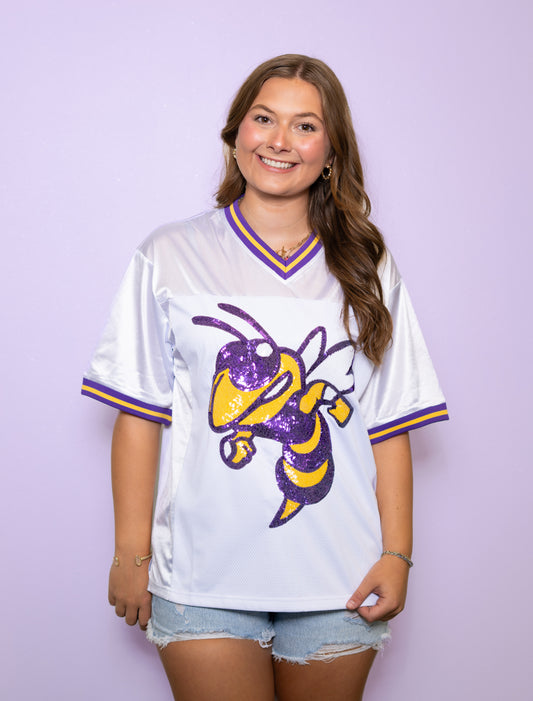 Jackets | Women's Sequin Design Football Jersey (White)