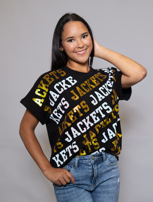 Jackets Varsity Block | Women's Cuff Sleeve Tee (Black)
