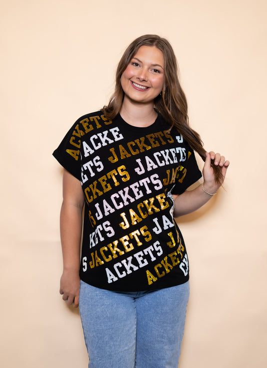 Jackets Varsity Block | Women's Cuff Sleeve Tee (Black)