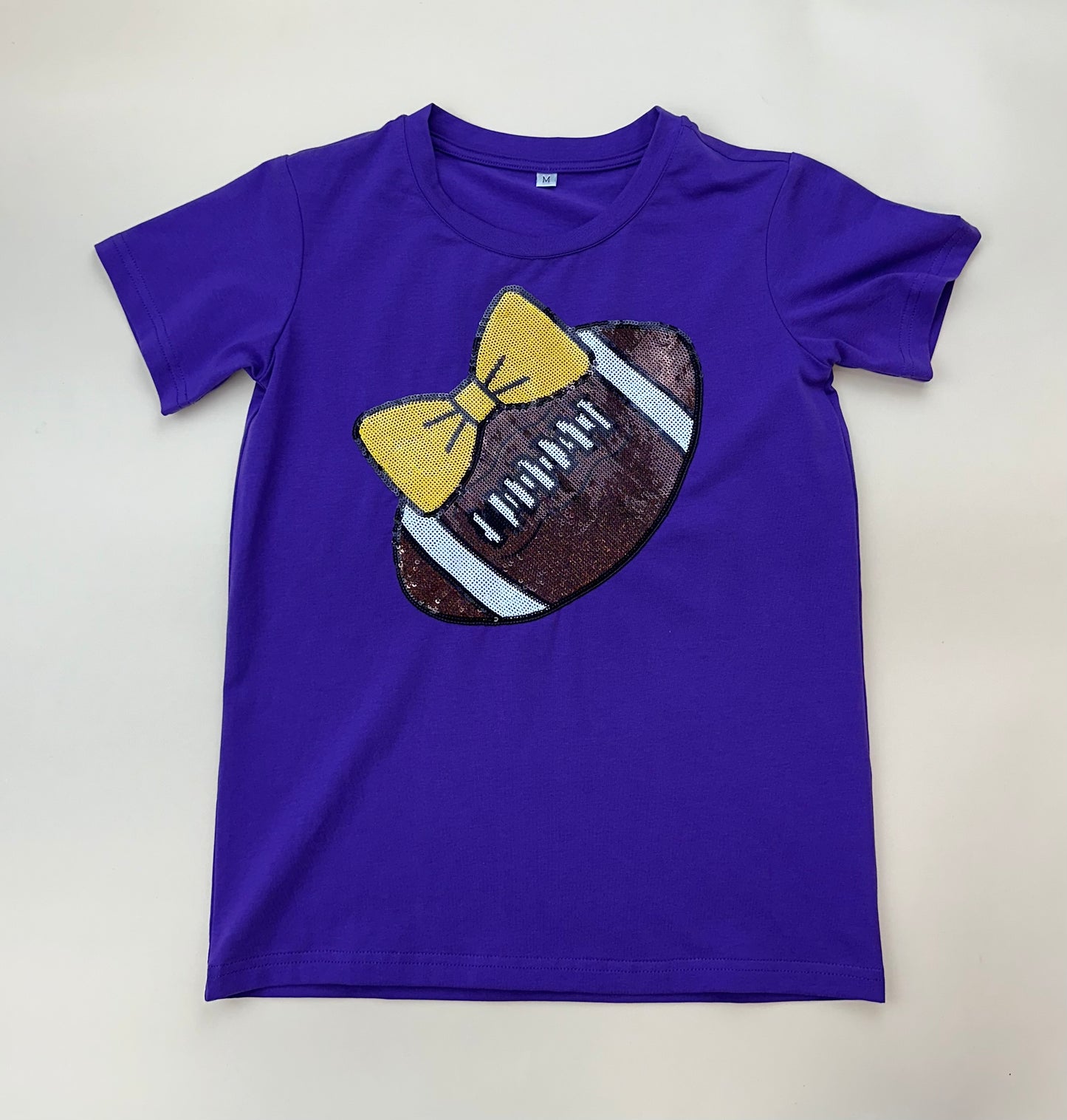 Tiger Football Tee | Youth Sequin Jersey Tee (Purple)