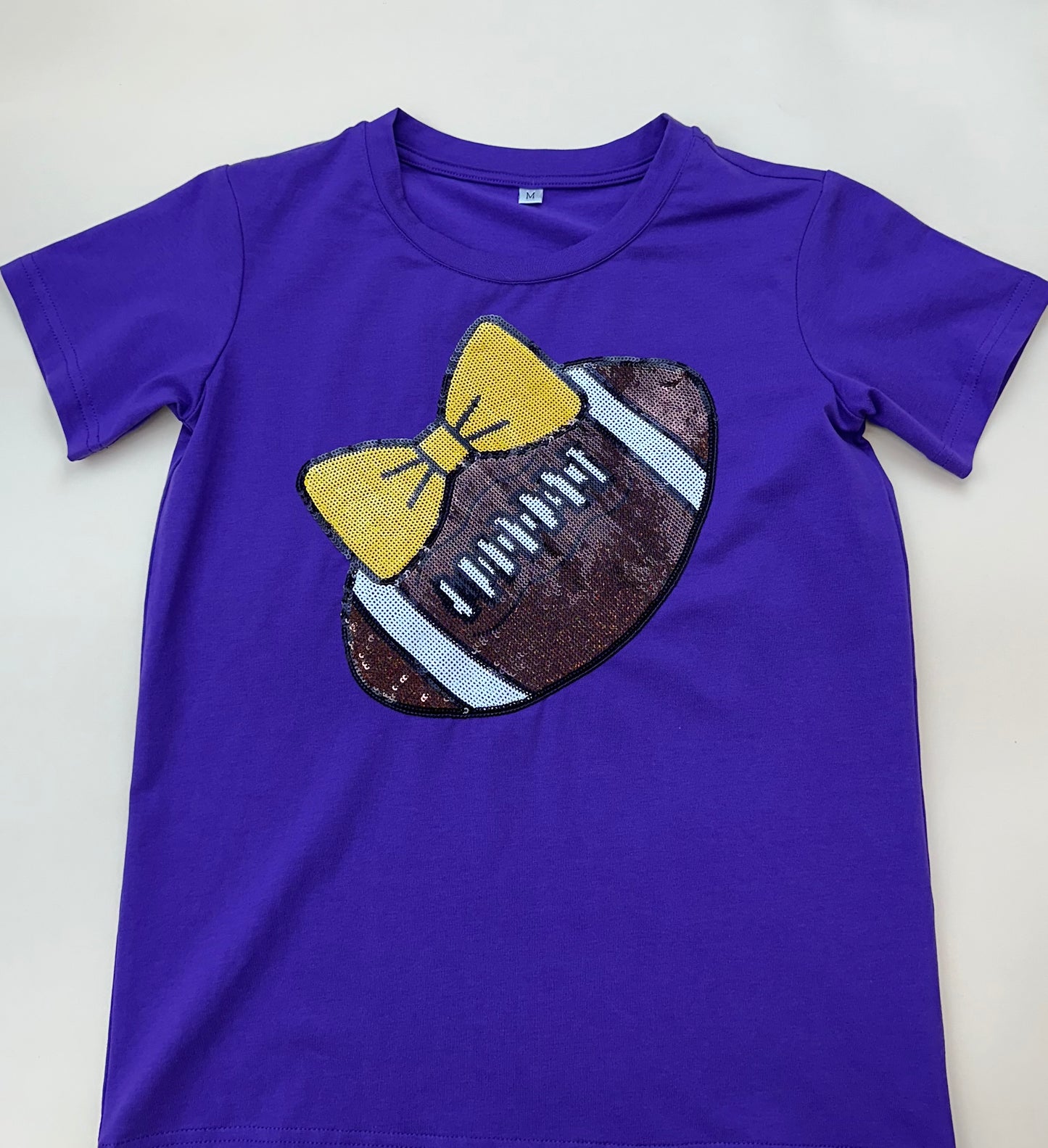 Tiger Football Tee | Youth Sequin Jersey Tee (Purple)