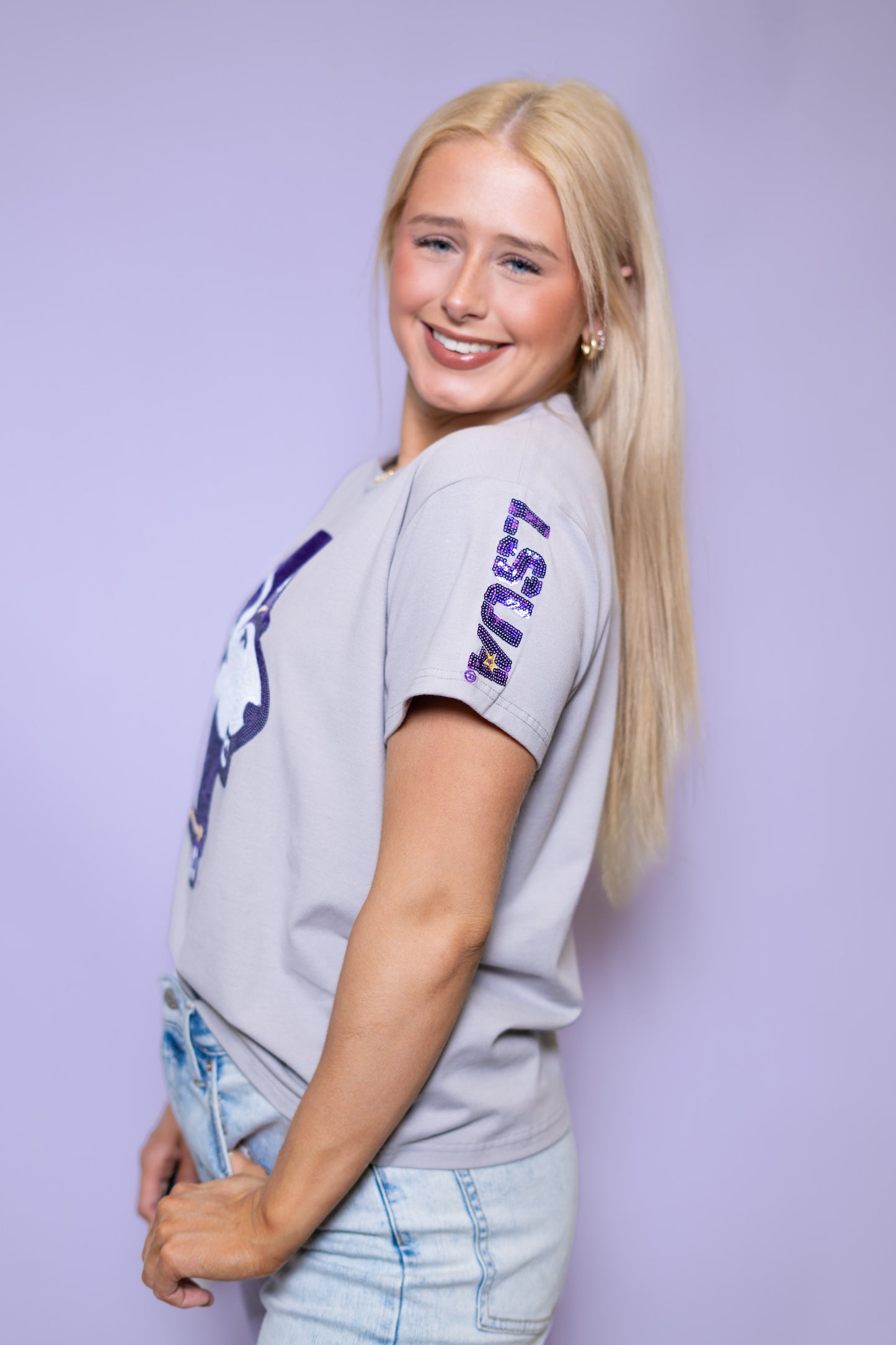 LSUA "Tank Logo" (Licensed) | Women's Sequin Design (Grey)
