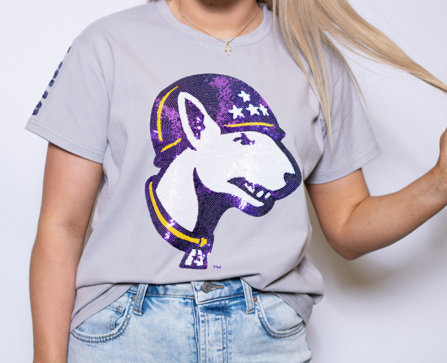 LSUA "Tank Logo" (Licensed) | Women's Sequin Design (Grey)