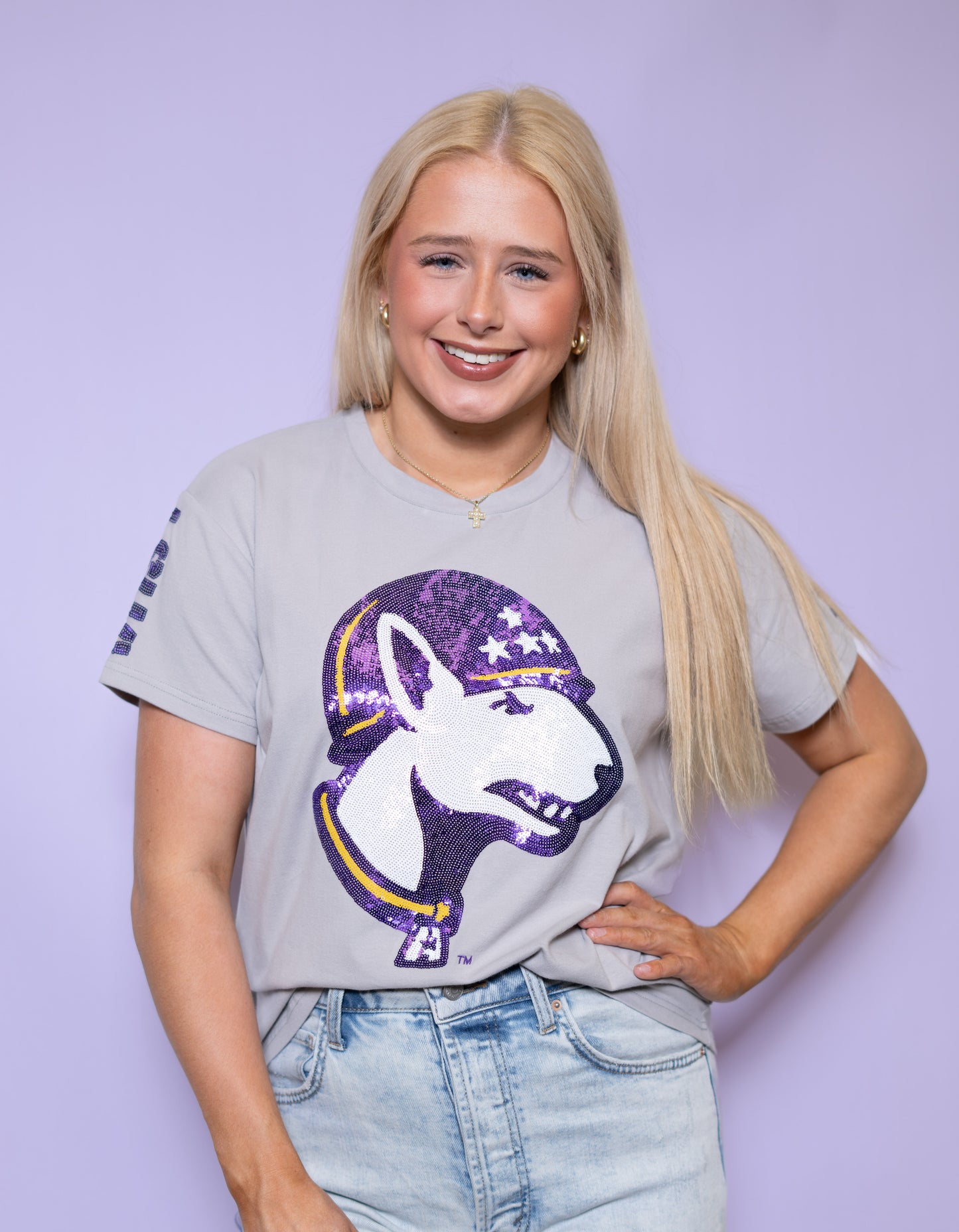 LSUA "Tank Logo" (Licensed) | Women's Sequin Design (Grey)