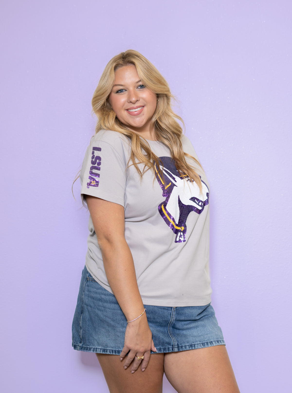 LSUA "Tank Logo" (Licensed) | Women's Sequin Design (Grey)