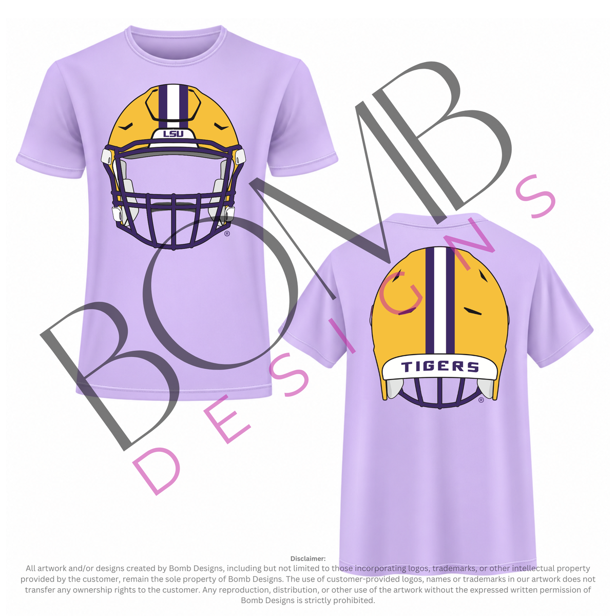 **PRE-ORDER ONLY** Wholesale | LSU Front & Back Helmet (Licensed) | Women's Sequin Design Tee (Lavender)