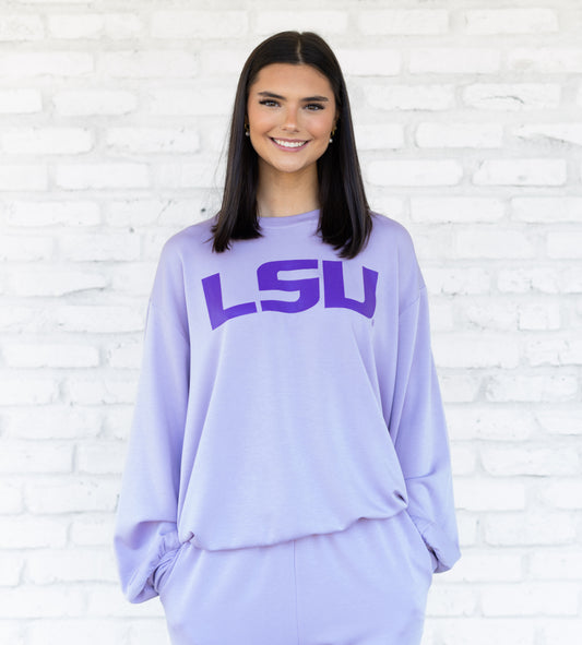 Wholesale | LSU (Licensed) | Women's Buttery Soft Pullover (Lavender)