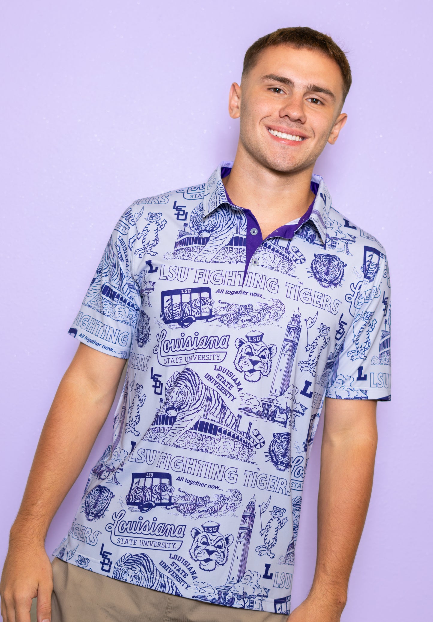Wholesale | LSU Vintage Logos (Licensed) | Men's Polo (Grey)