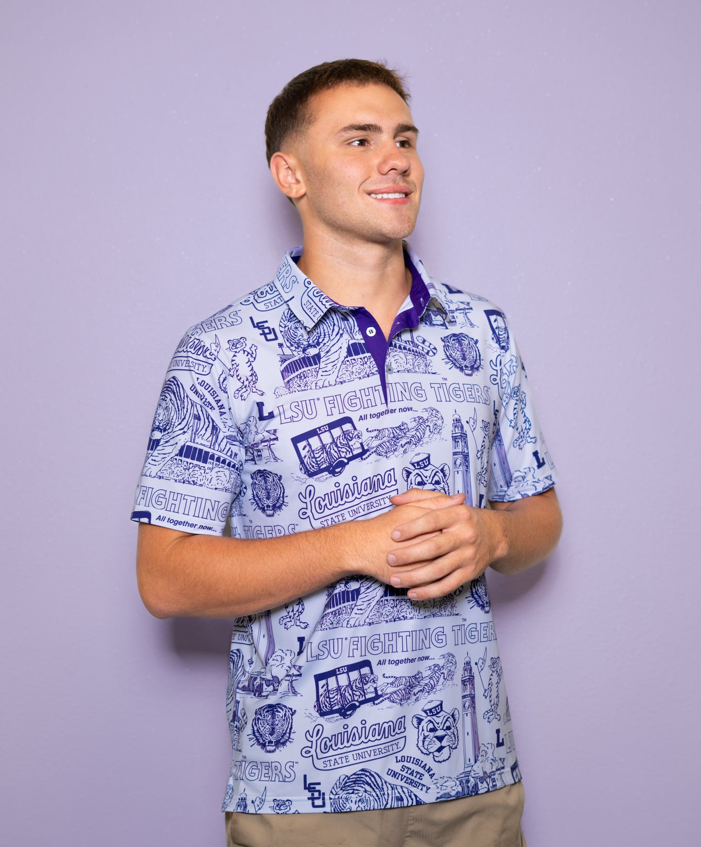 Wholesale | LSU Vintage Logos (Licensed) | Men's Polo (Grey)