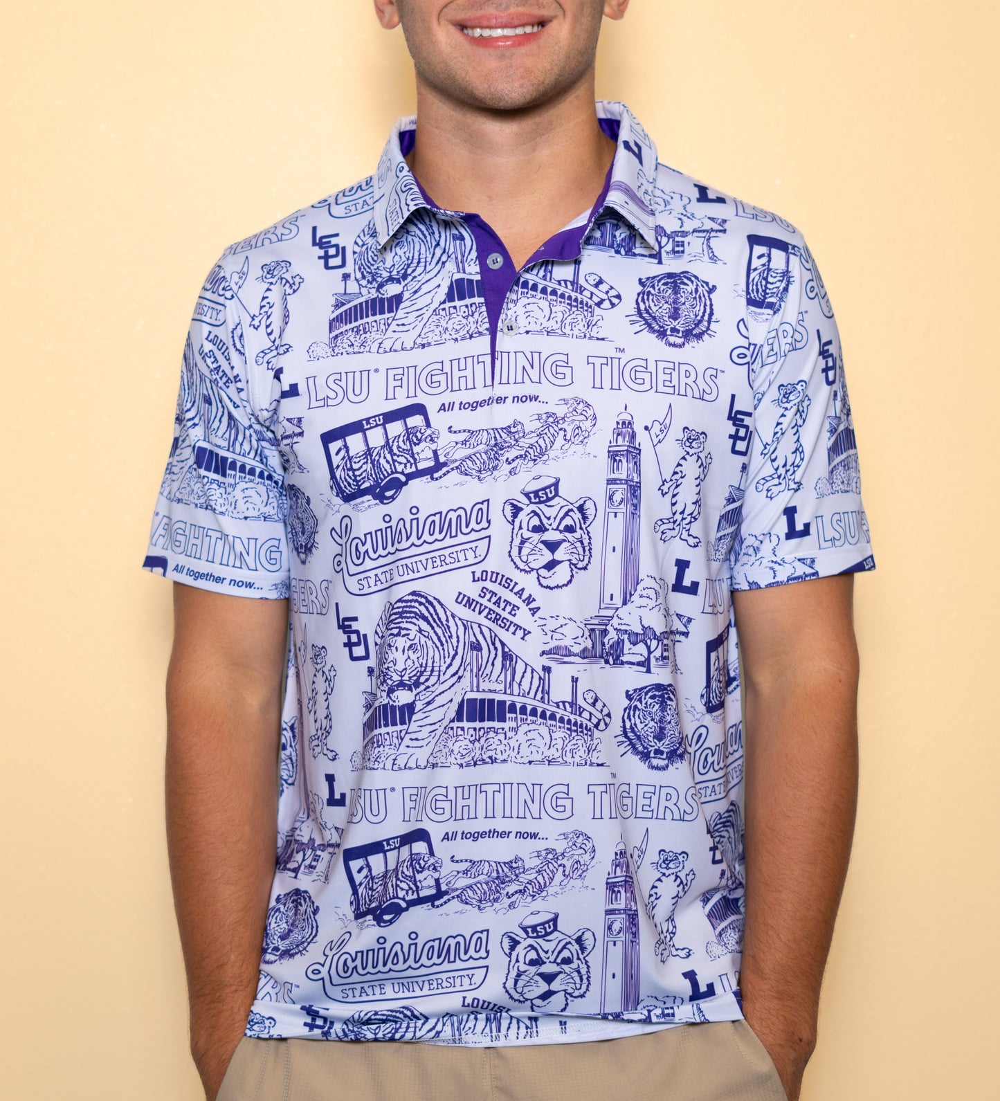 Wholesale | LSU Vintage Logos (Licensed) | Men's Polo (Grey)