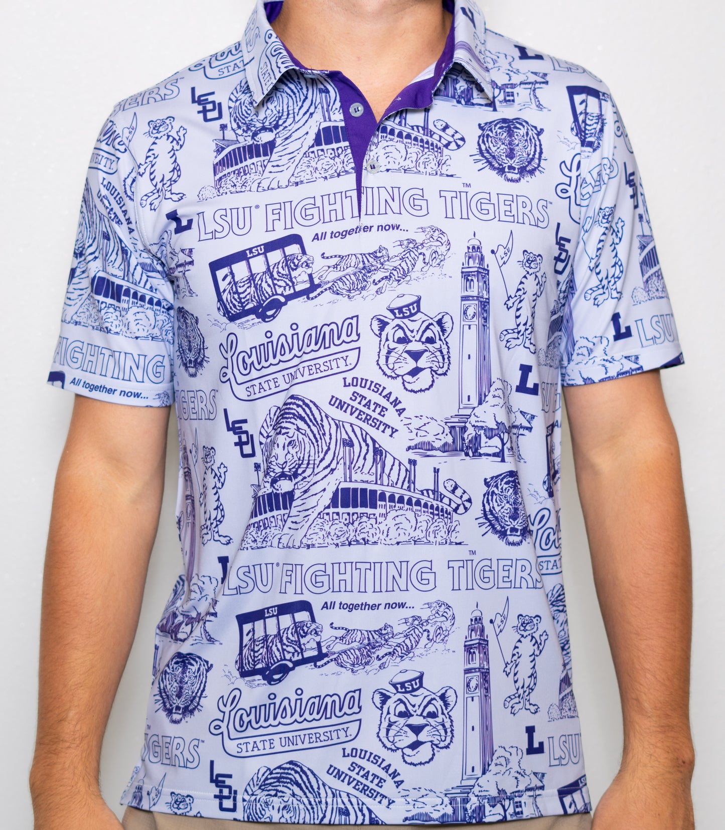 Wholesale | LSU Vintage Logos (Licensed) | Men's Polo (Grey)
