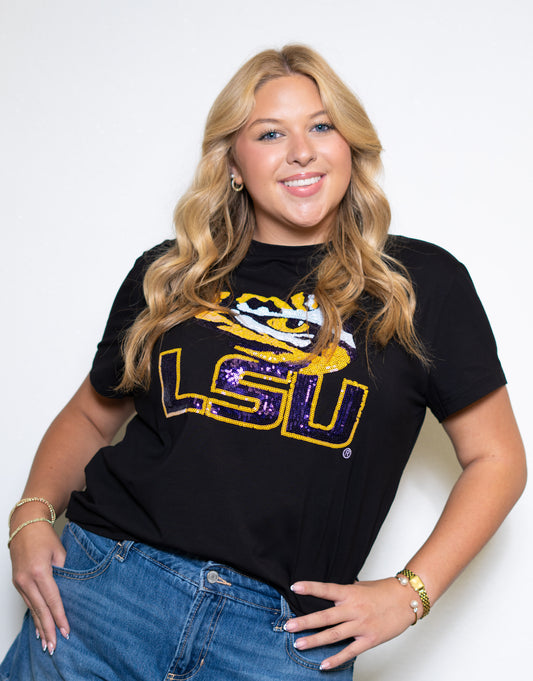Wholesale | LSU Tiger Eye (LICENSED) | Women's Sequin Design (Black)