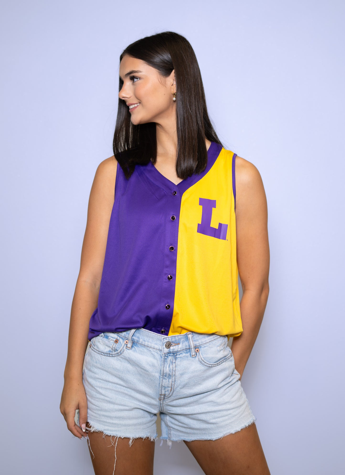 Wholesale | LSU Vintage (Licensed) | 2-Tone Baseball Jersey (Purple/Gold)