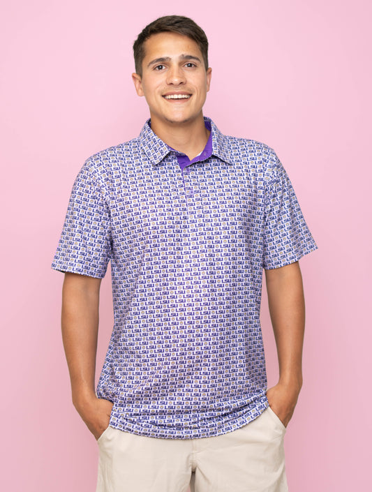 **PRE-ORDER ONLY** Wholesale | LSU Logos (Licensed) | Men's Polo (Lavender)