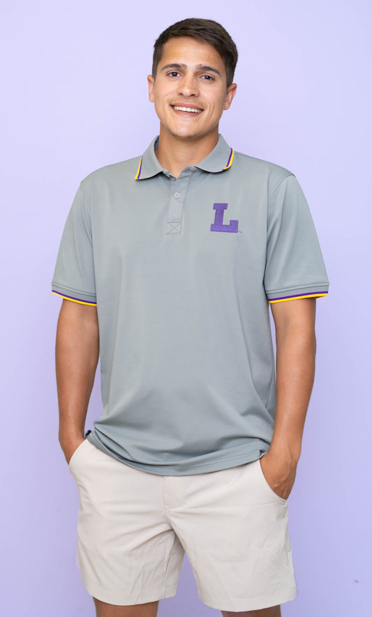 **PRE-ORDER ONLY** Wholesale | LSU Vintage L Logo (Licensed) | Men's Polo (Grey)