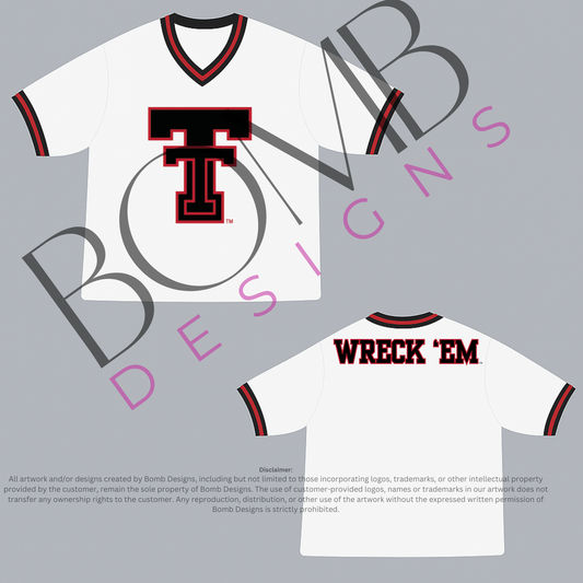 **PRE-ORDER ONLY** Wholesale | Texas Tech (Licensed) | Women's Sequin Design Football Jersey (White)