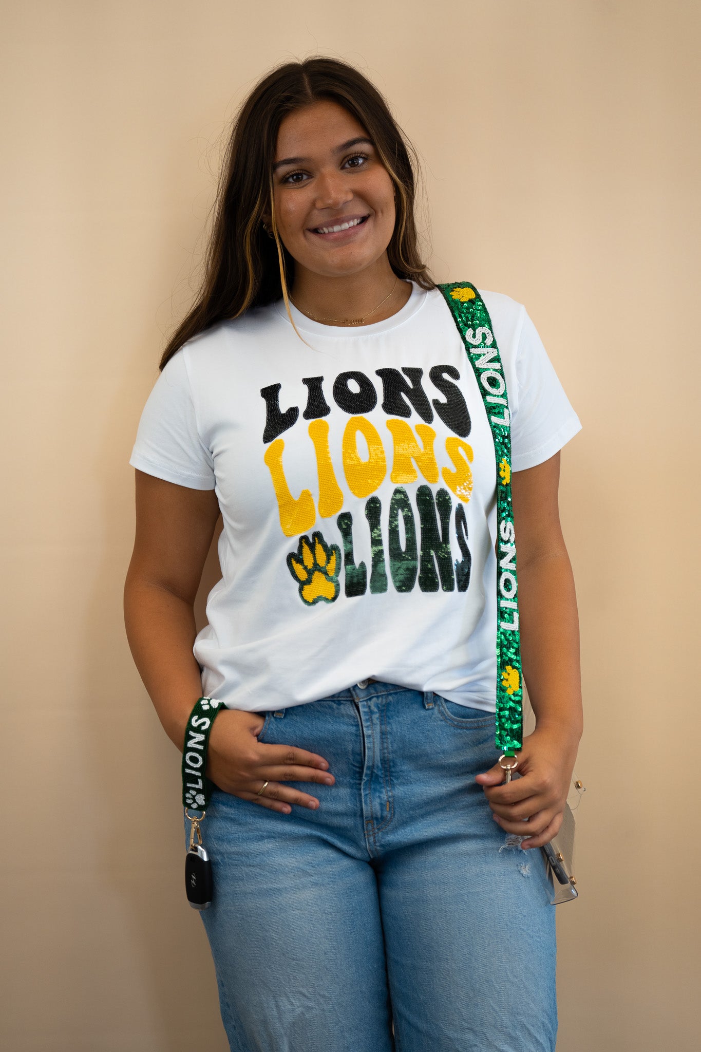LIONS | Custom Beaded and Sequin Purse Strap